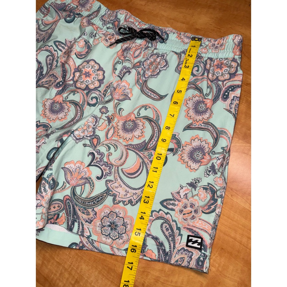 Billabong Recycler Layback Mens Board Shorts Mint Green Paisley Swim Trunks M - Picture 6 of 7